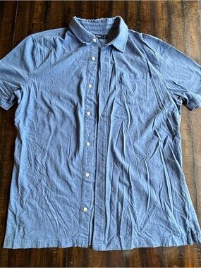 Nautica Blue Short Sleeve Casual Button-Down Shirt